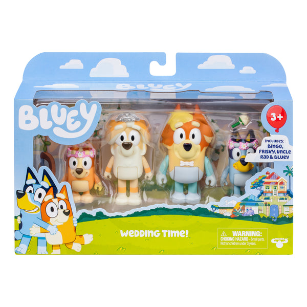 PACK X4 FIGURAS BODA BLUEY