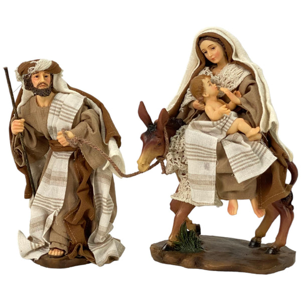 Jg Figura La Huida Virgen Maria Sentada En Burro 9'' 2pzas 15.5X10X25cm Poliester/Poliresina