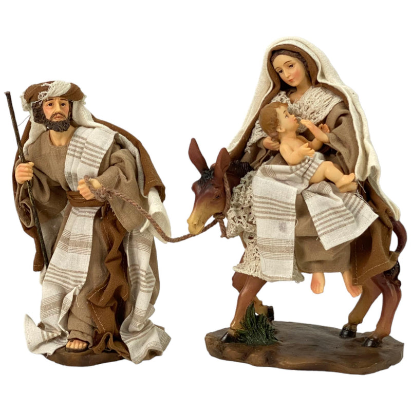 Jg Figura La Huida Virgen Maria Sentada En Burro 9'' 2pzas 15.5X10X25cm Poliester/Poliresina