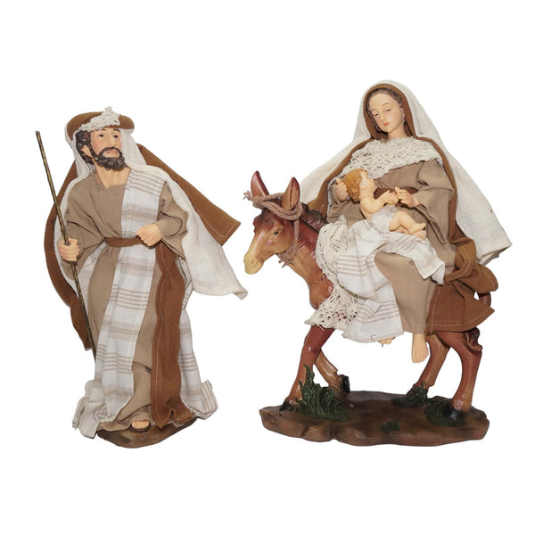 Jg Figura La Huida Virgen Sentada Con Niño En El Brazo 2pzas 21X12X30cm Polires/Poliester