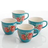 JUEGO DE 4 TAZAS DE CERAMICA MARCA PIONEER WOMAN COLECCIÓN VINTAGE FLORAL