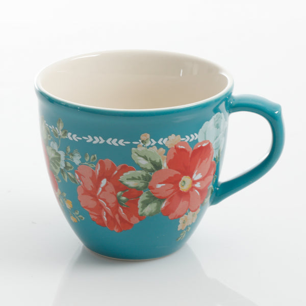 JUEGO DE 4 TAZAS DE CERAMICA MARCA PIONEER WOMAN COLECCIÓN VINTAGE FLORAL