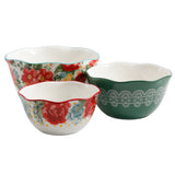 Juego 3 Bowls Ceramica Vintage Floral