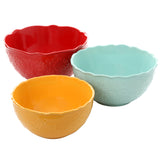 JUEGO DE 3 BOWLS DE CERAMICA MARCA PIONEER WOMAN COLECCIÓN FLORAL BURSTS