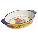 JUEGO DE 2 FUENTES HONDAS DE CERAMICA MARCA PIONEER WOMAN COLECCIÓN FIONA FLORAL