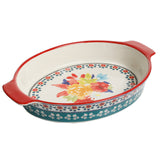JUEGO DE 2 FUENTES HONDAS DE CERAMICA MARCA PIONEER WOMAN COLECCIÓN FIONA FLORAL