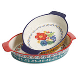 JUEGO DE 2 FUENTES HONDAS DE CERAMICA MARCA PIONEER WOMAN COLECCIÓN FIONA FLORAL