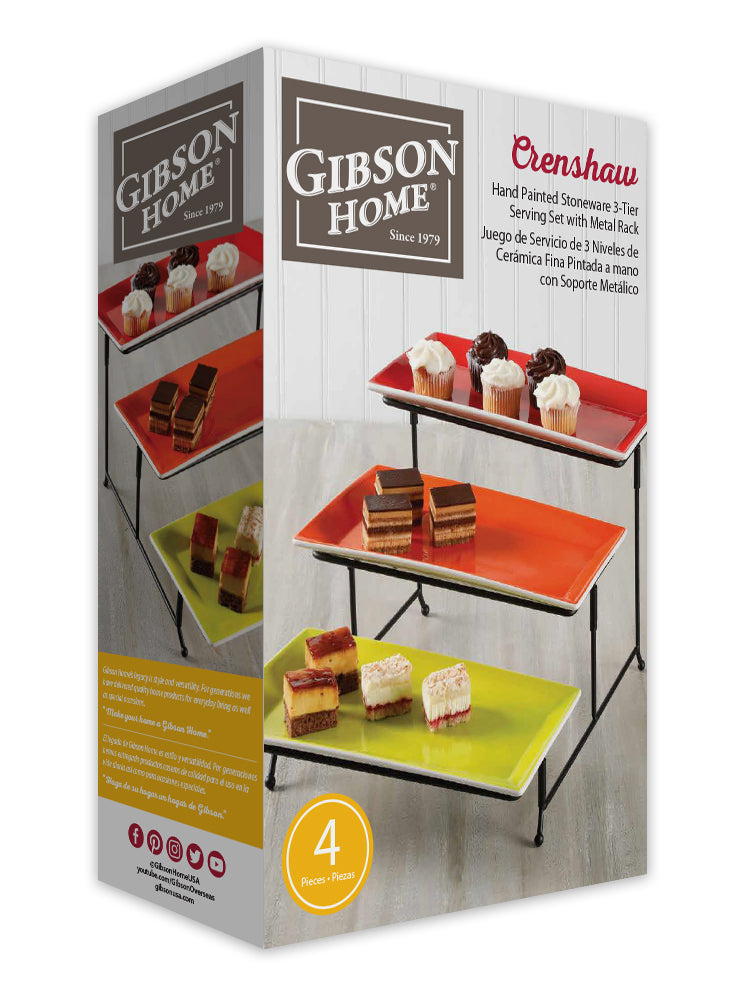 FUENTE DE CERAMICA DE 3 NIVELES MARCA GIBSON HOME COLECCIÓN CRENSHAW