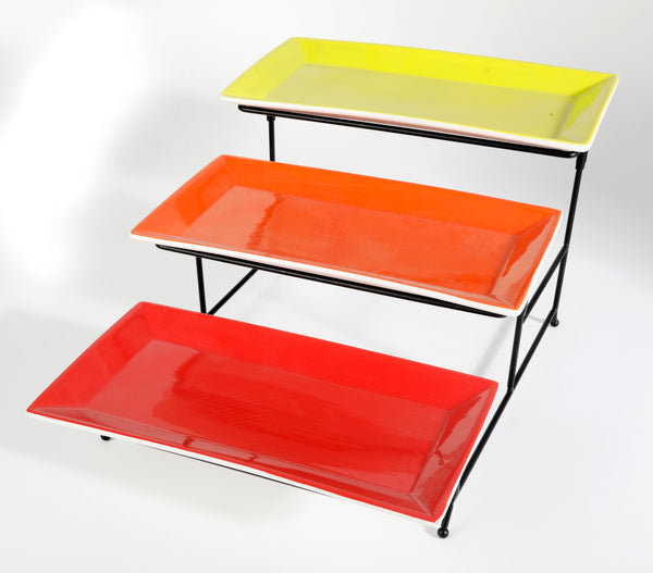 FUENTE DE CERAMICA DE 3 NIVELES MARCA GIBSON HOME COLECCIÓN CRENSHAW