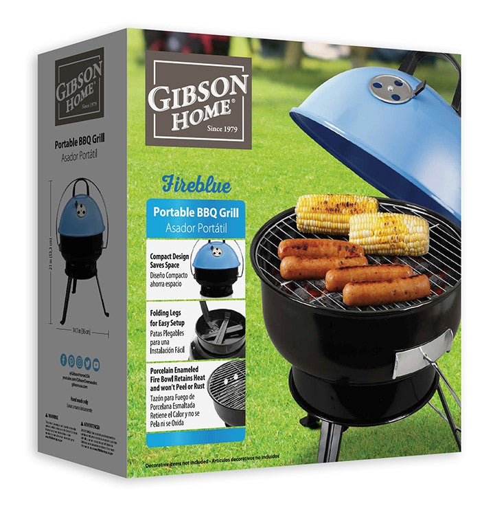 GRILL DE 35.5 CM DE ACERO AL CARBONO MARCA GIBSON HOME COLECCIÓN FIREBLUE