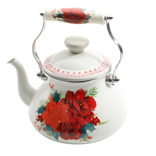 TETERA DE 1.8 LITROS DE ACERO MARCA PIONEER WOMAN COLECCIÓN CHEERFUL ROSE