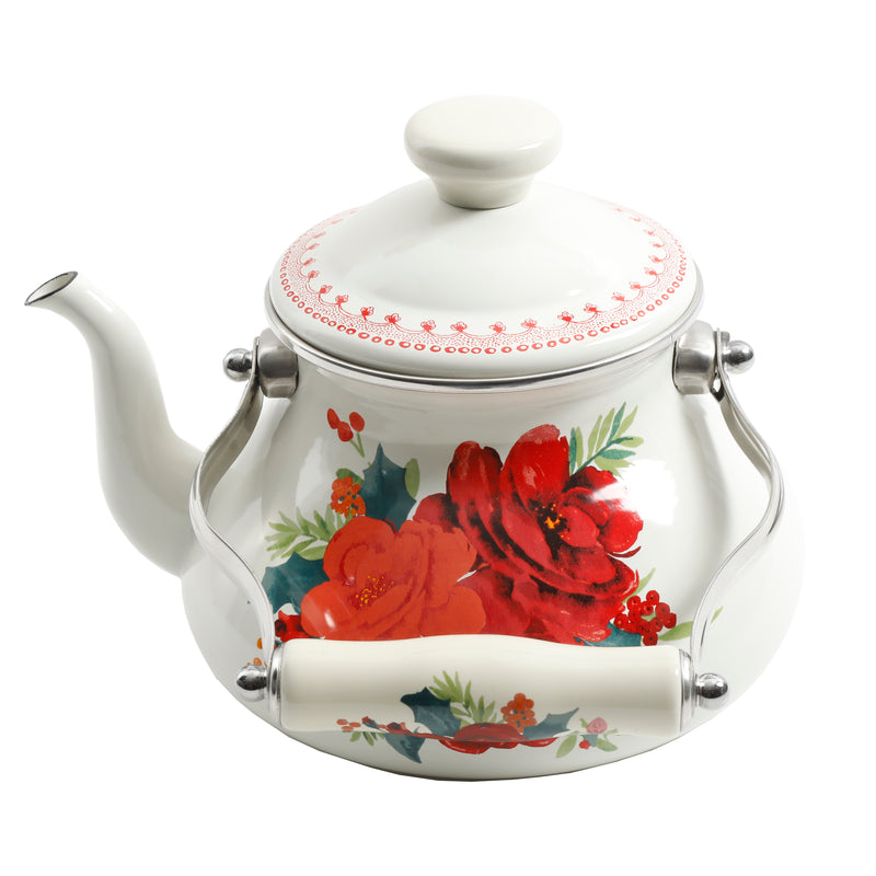 TETERA DE 1.8 LITROS DE ACERO MARCA PIONEER WOMAN COLECCIÓN CHEERFUL ROSE