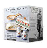 JUEGO DE 4 ACCESORIOS DE CERAMICA,MANTEQUILLERO, PORTA CUCHARON, SALERO Y PMENTERO MARCA LAURIE GATES COLECCIÓN TIERRA