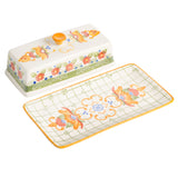 JUEGO DE 4 ACCESORIOS DE CERAMICA,MANTEQUILLERO, PORTA CUCHARON, SALERO Y PMENTERO MARCA LAURIE GATES COLECCIÓN TIERRA