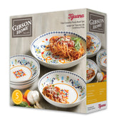 JUEGO DE 5 PLATOS PARA PASTA DE CERAMICA MARCA GIBSON HOME CIOLECCION TIJUANA