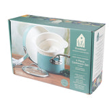 OLLA, TAPA,SARTEN DE ALUMINIO Y VAPORERA DE CERAMICA COLOR VERDE AGUA MARCA BLOOMHOUSE