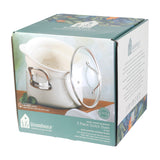 SARTEN DE ALUMINIO DE 5.6 LITROS CON TAPA Y VAPORERA DE CERAMICA COLOR CREMA MARCA BLOOMHOUSE