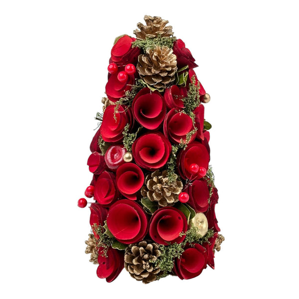 Cono Decor Rojo/Dorado/Verde Material Espuma/Poliester/Madera/Plastico15X30X15 cm