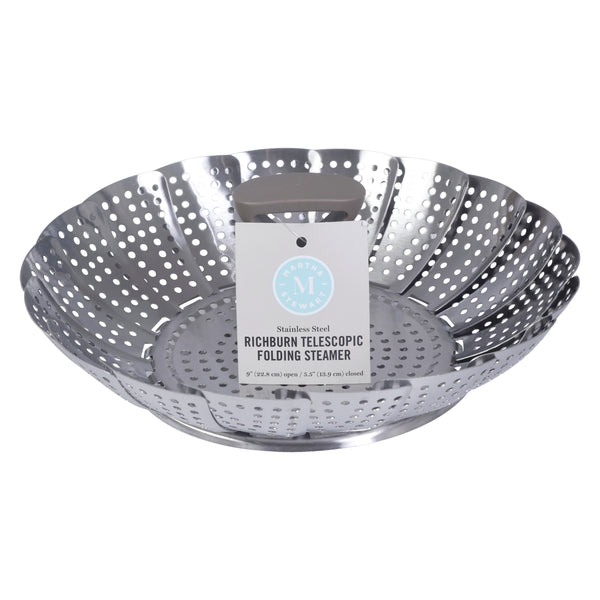 VAPORERA DE ACERO INOXIDABLE DE 22.8 CM PLEGABLE MARCA MARTHA STEWART COLECCIÓN RICHBURN