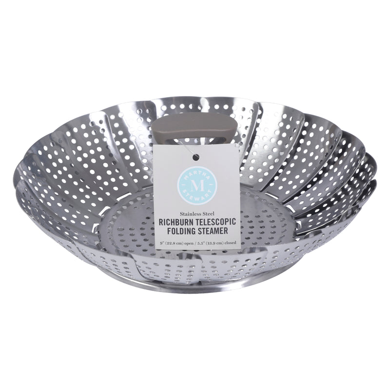 VAPORERA DE ACERO INOXIDABLE DE 22.8 CM PLEGABLE MARCA MARTHA STEWART COLECCIÓN RICHBURN