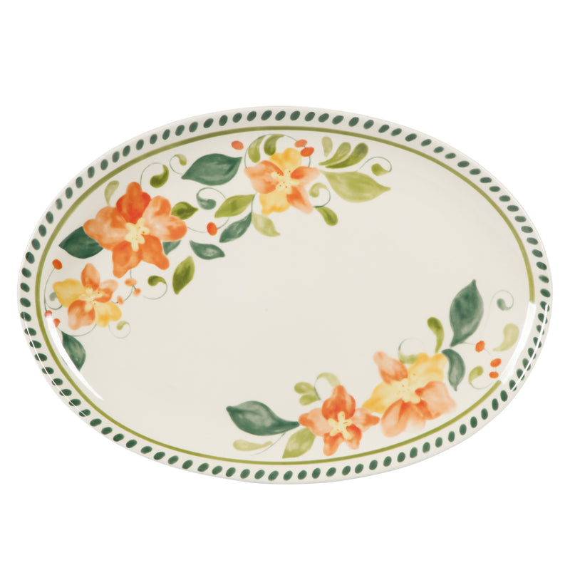 FUENTE DE CERAMICA REDONDA DE 40.6 CM MARCA BLOOMHOUSE COLECCIÓN CASSIA BUD