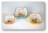 JUEGO X 3 RAMEKIN CUADRADO DE 11.18 CM  DE CERAMICA MARCA GIBSON HOME COLECCIÓN AUTUMN