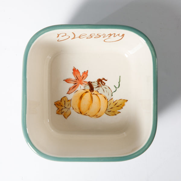 JUEGO X 3 RAMEKIN CUADRADO DE 11.18 CM  DE CERAMICA MARCA GIBSON HOME COLECCIÓN AUTUMN