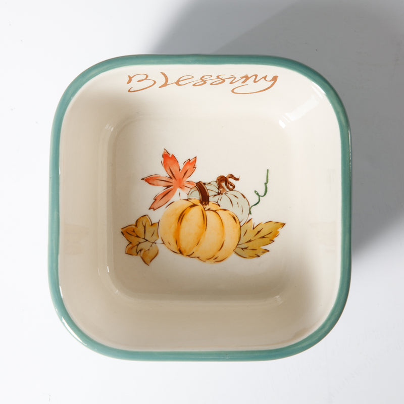 JUEGO X 3 RAMEKIN CUADRADO DE 11.18 CM  DE CERAMICA MARCA GIBSON HOME COLECCIÓN AUTUMN