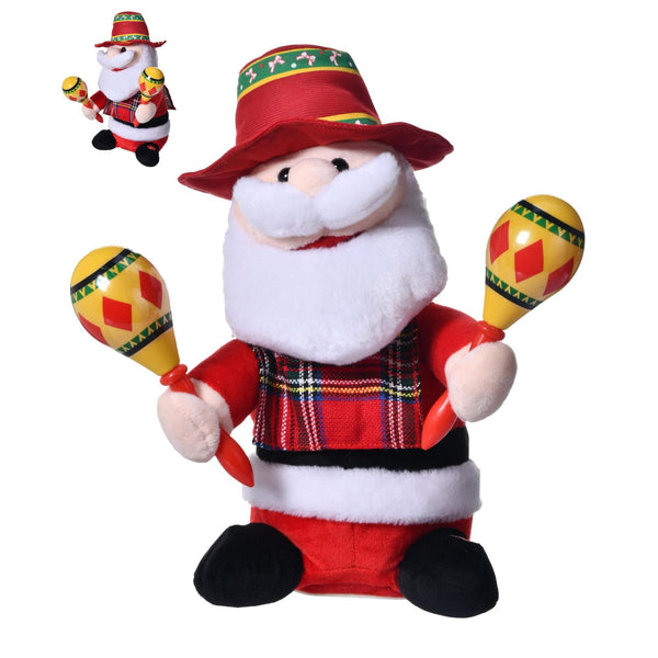 Santa C/Movimiento /Musica 26 cm A Bateria De Poliester