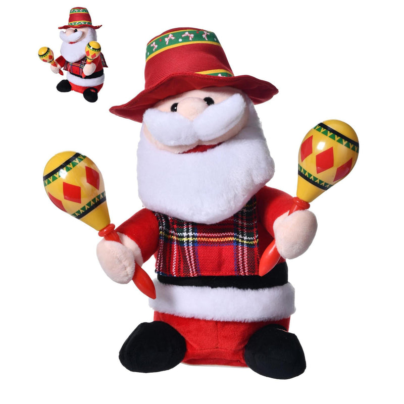 Santa C/Movimiento /Musica 26 cm A Bateria De Poliester