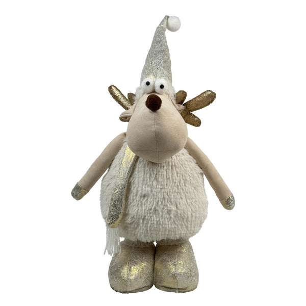 Venado Noel Color Dorado/Blanco Poliester/Cemento/Madera 45X30X115CM 34X22X117cm