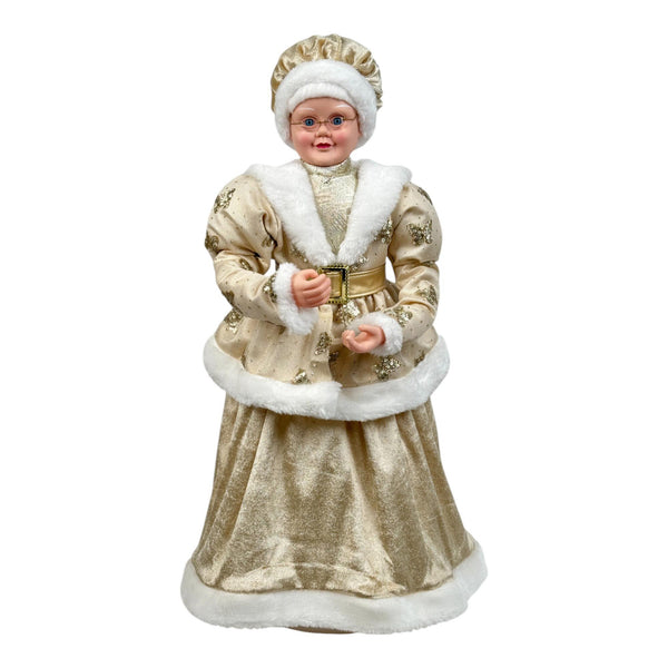 Mama Santa Vestido Dorado/Blanco  28X12X61cm Poliester/Porcelada