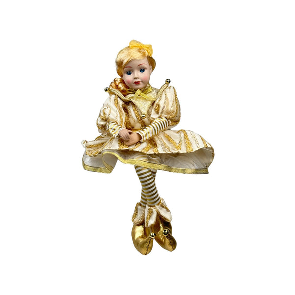 Arlequin Niña Color Dorado C/Musica  C/Movimiento16X10X43cm Poliester/Porcelana