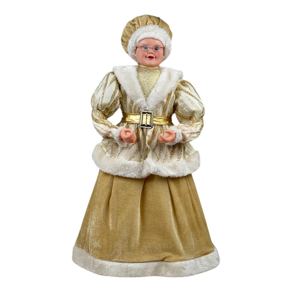 Mama Santa Vestido Dorado/Blanco 28X12X61cm Poliester/Plastico