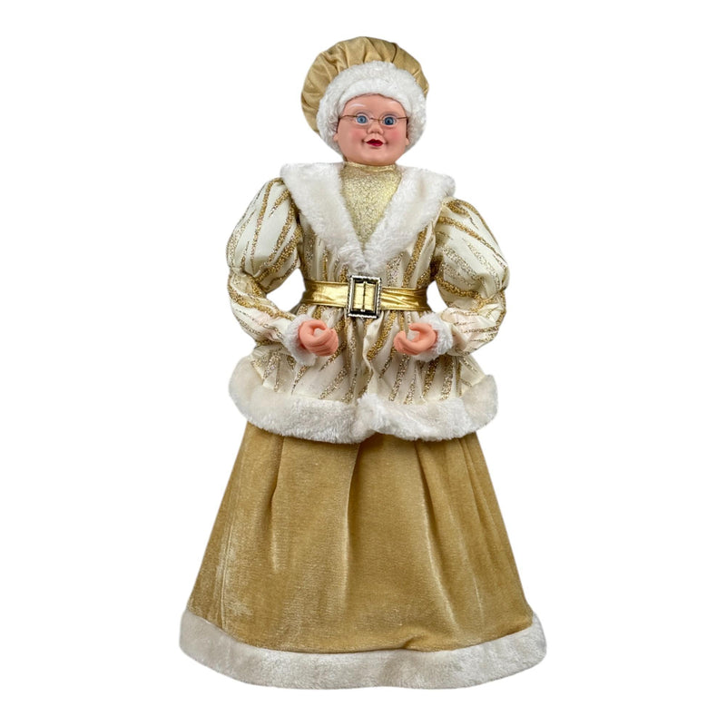 Mama Santa Vestido Dorado/Blanco 28X12X61cm Poliester/Plastico