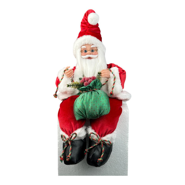 Santa Sentado Color Rojo  C/Musica C/Movimiento 23X13X40.5cm Poliester/Porcelana