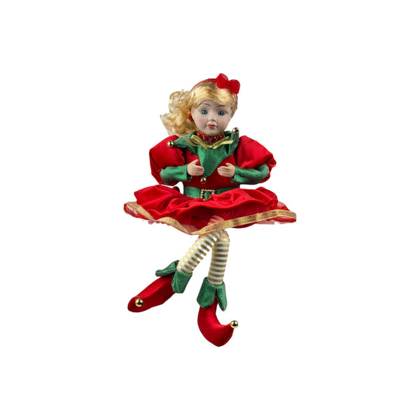 Arlequin Niña Rojo C/Musica C/Movimiento16X10X43cm Poliester/Porcelana