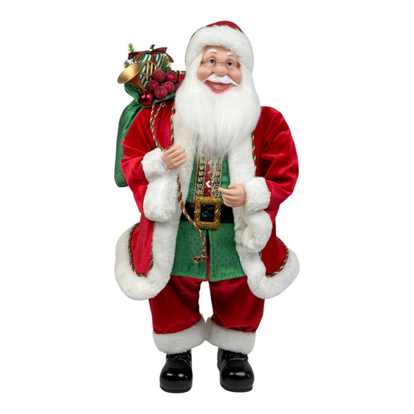 Santa Parado Rojo C/Luz A/Bateria 2 30X22.5X71cm Poliester/Plastico