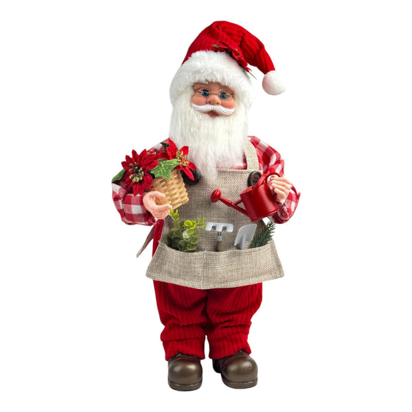 Santa Parado Rojo/Blanco a Cuadros C/Musica C/Movimiento18X14.5X45.5cm Poliest/Plast
