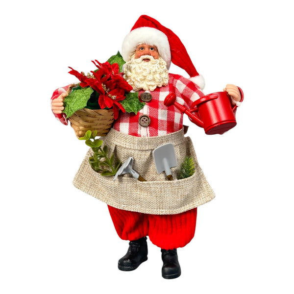 Santa Parado Camisa A Cudros Rojo Y Blanco 14.5X10.5X28cm Poliester/Plastico