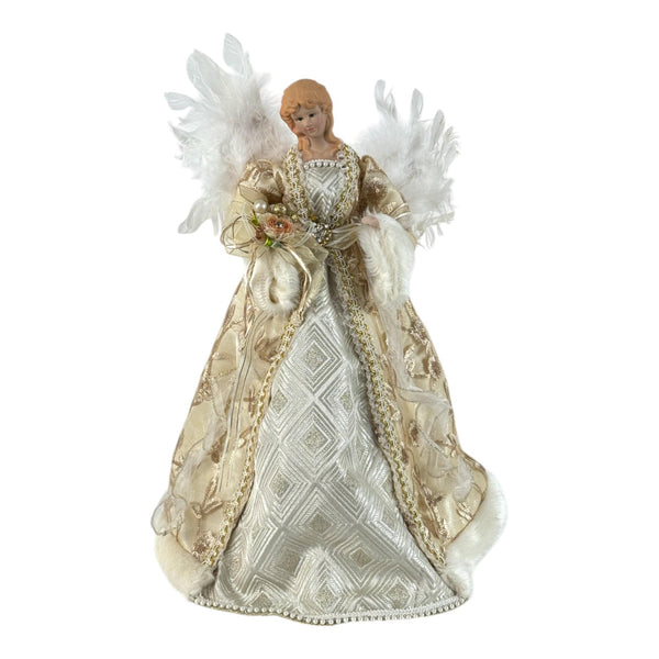Angel Dorado/Plumas Blancas Porcelana/Tela