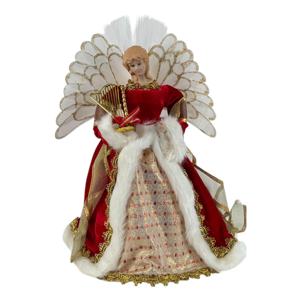 Angel Vestido Rojo A/Bateria 3 Porcelana/Plastico/Tela