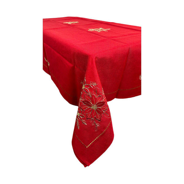 Jg Mantel C/Servilletas  Rojo/Dorado 7pzas Poliester