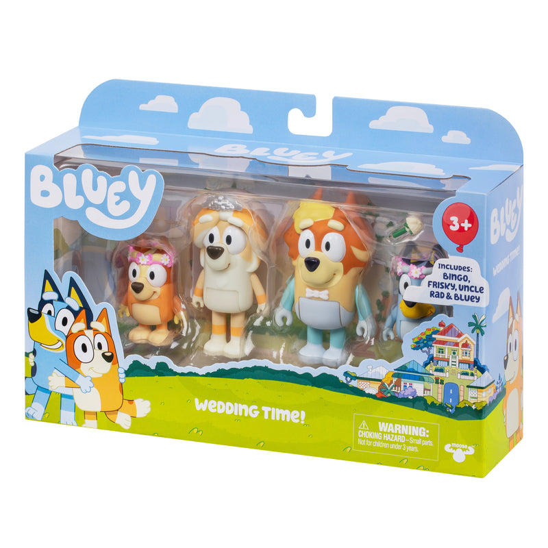 PACK X4 FIGURAS BODA BLUEY