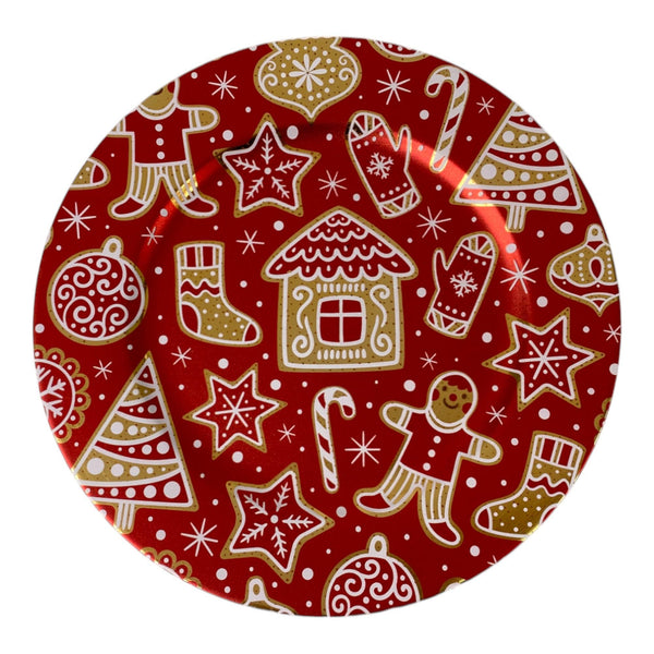 Portaplato Rojo Deco Dorado 33X33X2cm Plastico