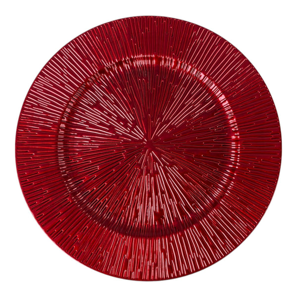Portaplato Redondo Rojo Decr/Dorado  33X33X2cm Plastico