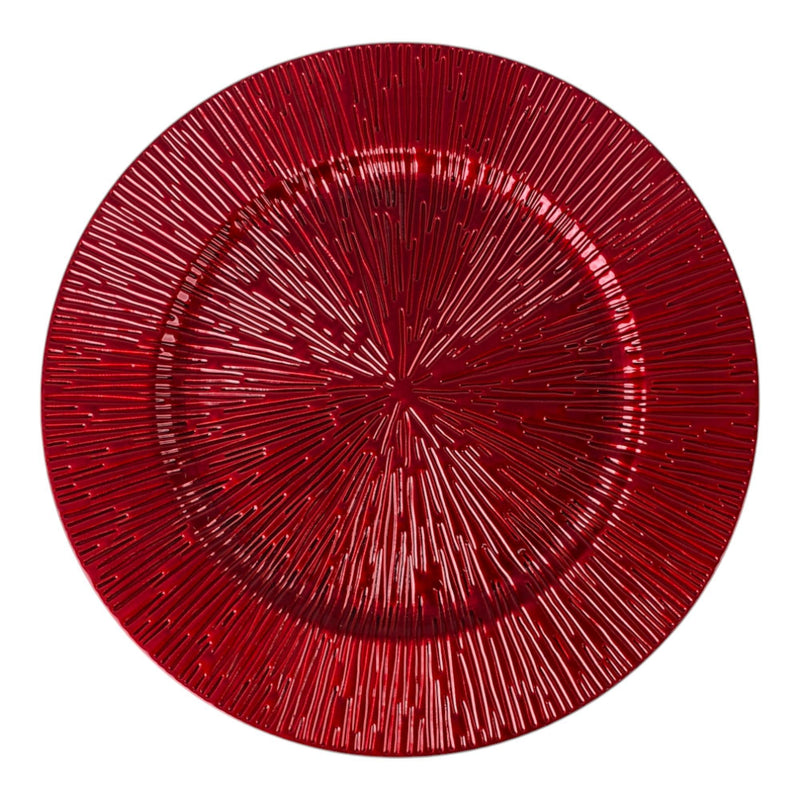 Portaplato Redondo Rojo Decr/Dorado  33X33X2cm Plastico