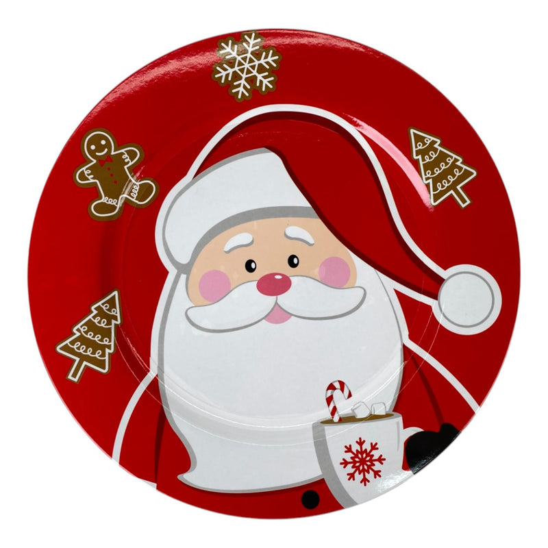 Portaplato Redondo Rojo Decor Santa  33X33X2cm Plastico