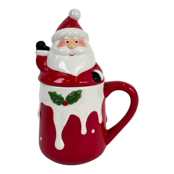 Taza C/Tapa Deco Noel 400ML 13X9.5X19cm Dolomita