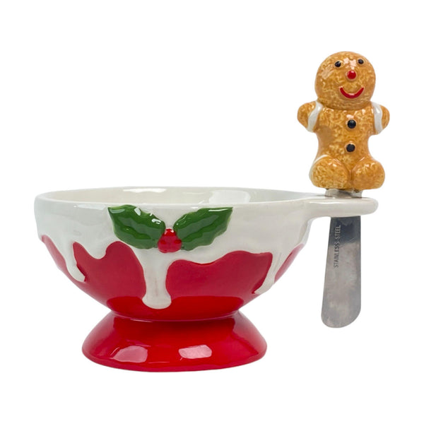 Bowl C/Cuchillo P/Queso Deco Navidad 180ml14.5X11.5X13.5cm Dolomita